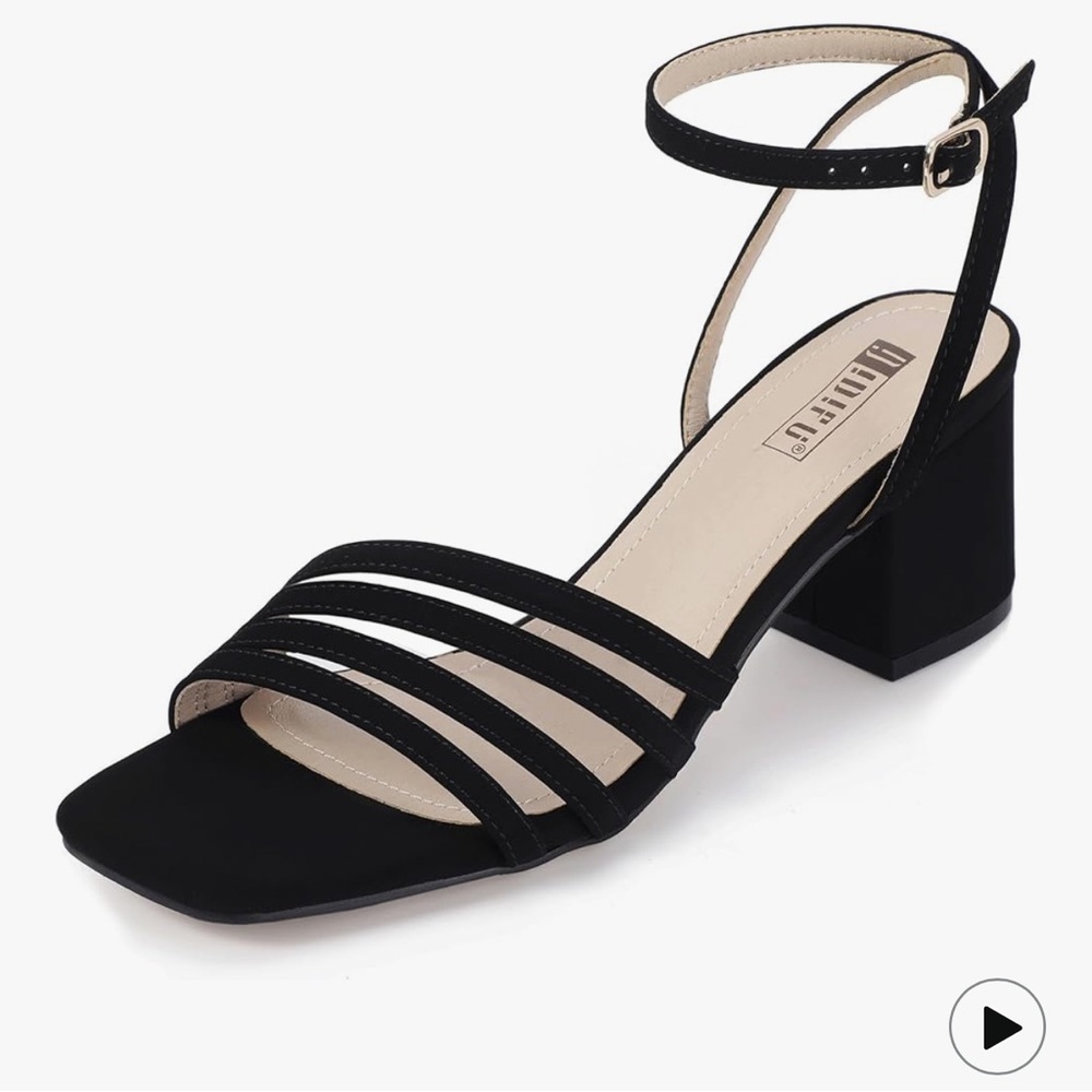 Elegant Black Strappy Block Heels